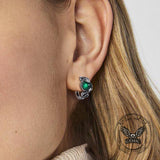Slytherin Snake Gemstone Sterling Silver Hoop Earrings | Gthic.com