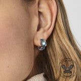 Slytherin Snake Gemstone Sterling Silver Hoop Earrings | Gthic.com