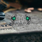Slytherin Snake Gemstone Sterling Silver Hoop Earrings | Gthic.com