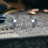 Slytherin Snake Gemstone Sterling Silver Hoop Earrings | Gthic.com