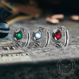 Slytherin Snake Gemstone Sterling Silver Hoop Earrings | Gthic.com