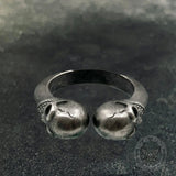 Smiling Skull Sterling Silver Open Ring | Gthic.com