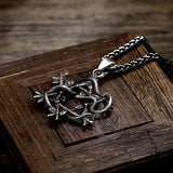 Snake Entwined Star Stainless Steel Pendant