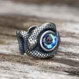 Snake Eye Stainless Steel Gemstone Ring | Gthic.com