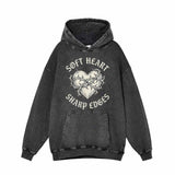 Soft Heart Sharp Edges Thorns Vintage Washed Hoodie | Gthic.com