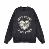 Soft Heart Sharp Edges Thorns Vintage Washed Sweatshirt | Gthic.com