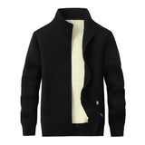 Solid Color Multicolor Fleece Sherpa Stand Collar Zip Cardigan
