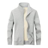 Solid Color Multicolor Fleece Sherpa Stand Collar Zip Cardigan