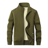 Solid Color Multicolor Fleece Sherpa Stand Collar Zip Cardigan