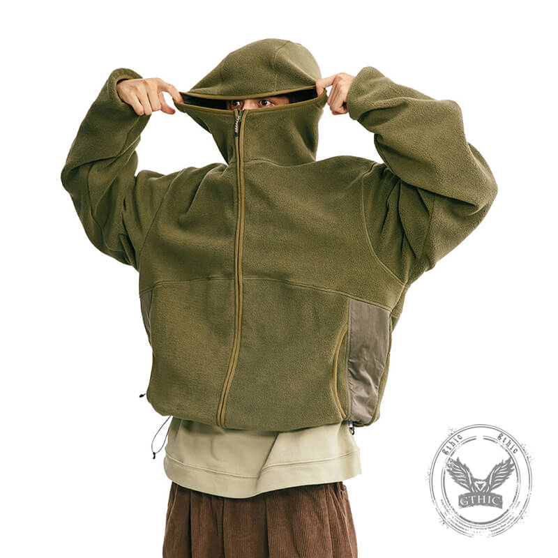 Solid Color Loose Turtleneck Windproof Fleece Hoodie Coat – GTHIC