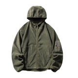 Solid Color Loose Turtleneck Windproof Fleece Hoodie Coat