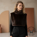 Solid Color Turtleneck Plush Vest Sleeveless Top | Gthic.com