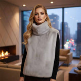 Solid Color Turtleneck Plush Vest Sleeveless Top | Gthic.com