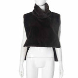 Solid Color Turtleneck Plush Vest Sleeveless Top | Gthic.com