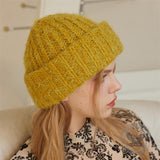 Solid Color Wool-Blend Chunky Knitted Beanie Hat