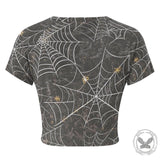 Spider Web Print Tight Navel-Exposed Crop T-Shirt