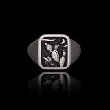 Square Cactus Cowboy Skull Sterling Silver Western Ring 01 | Gthic.com