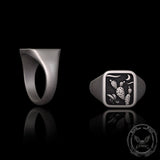 Square Cactus Cowboy Skull Sterling Silver Western Ring 02 | Gthic.com