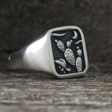 Square Cactus Cowboy Skull Sterling Silver Western Ring | Gthic.com