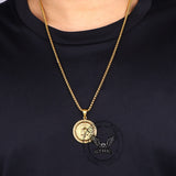 St. Benedict Double-Sided Rotating Stainless Steel Amulet Pendant