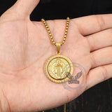 St. Benedict Double-Sided Rotating Stainless Steel Amulet Pendant