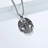 St. Michael Cross Shield Stainless Steel Pendant 03 | Gthic.com