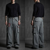 American Retro Striped Embroidered Baggy Jeans | Gthic.com