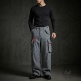 American Retro Striped Embroidered Baggy Jeans | Gthic.com