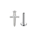 Star Dagger Zircon Inlaid Titanium Alloy Ear Piercing