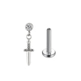 Star Dagger Zircon Inlaid Titanium Alloy Ear Piercing