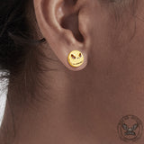 Stitched Smile Skull Stainless Steel Stud Earrings | Gthic.com