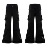 Street-Style Punk Leather Patchwork Flared Pants | Gthic.com