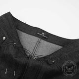 Pantaloni punk da uomo in cotone con stampa teschio patch