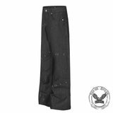 Pantaloni punk da uomo in cotone con stampa teschio patch