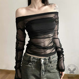 Street Fashion Slim Fit Off-shoulder Backless Long Sleeve Top | Gthic.com