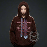 Street Lettered Faux Mink Knit Hooded Sweater | Gthic.com