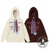 Street Lettered Faux Mink Knit Hooded Sweater | Gthic.com