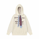 Street Lettered Faux Mink Knit Hooded Sweater | Gthic.com