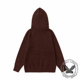 Street Lettered Faux Mink Knit Hooded Sweater