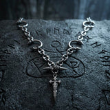 Street Punk Horseshoe Studded Sword Stainless Steel Necklace | Gthic.com