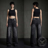 Street Punk Studded Design Wide Leg Baggy Jeans | Gthic.com