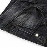 Street Punk Studded Design Wide Leg Baggy Jeans