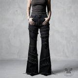 Street Punk Studded Ripped Slight-Flare Jeans | Gthic.com