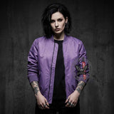 Street Solid Color Loose-Fit Bomber Jacket | Gthic.com