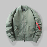 Street Solid Color Loose-Fit Bomber Jacket