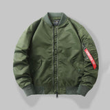 Street Solid Color Loose-Fit Bomber Jacket