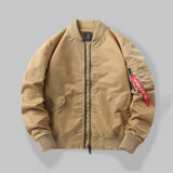 Street Solid Color Loose-Fit Bomber Jacket