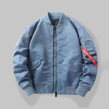 Street Solid Color Loose-Fit Bomber Jacket