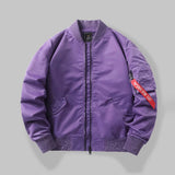 Street Solid Color Loose-Fit Bomber Jacket