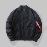 Street Solid Color Loose-Fit Bomber Jacket